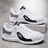 baratos Tênis Casuais-Tênis masculino em mesh e couro sintético – calçado de corrida de alto desempenho para aventuras ao ar livre e atividades físicas.