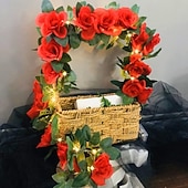 levne Řetězová světla baterie-Umělé květinové, zelené a vinné révy pohádkové řetězové světýlka 2m 20LED simulované růžové světýlka na svatbu, Valentýn, domov, balkon, zahradu, oblouky, sváteční, párty dekorace