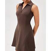 Недорогие Женское платье-Жен. Однотонный Теннисное платье Спортивное платье Без рукавов Застегнуться Влагоотводящие Дышащий Теннис Бег Фитнес Платья Черный Синий Лиловый Теннисная одежда