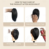 お買い得  ポニーテール-女性用クリップ式ポニーテール - 10インチのショートポニーテールエクステンション、ストレートポニーテールヘアエクステンション、合成毛エクステンションポニーテール、クリップ式ポニーテール（ダークブロンドとベージュブロンドのハイライト）10