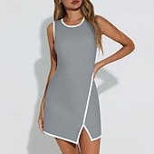 economico Abbigliamento Tennis da donna-Per donna Tinta unita Abito da tennis Gonne da tennis con pantaloncini Abito sportivo Senza Maniche Patchwork Cerniera Tasca Antivento Traspirante Pallavolo Tennis Corsa Girocollo Vestito Lilla Nero