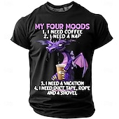  My Four Moods I Need Coffee Nap Vacation Duct Tape Rope And A Shovel Funny Purple Dragon Mens Black T Shirt Sarcastic Graphic Tee S M L XL XXL XXXL