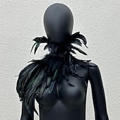 economico Accessori-Accessori Samba Carnevale 2026 Rio Carnevale Mantello Stola Piume Bianche Donna con Collo Alto Costume per Festival in Brasile