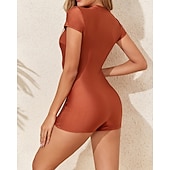 رخيصةأون راش غاردز ون بيس-نسائي معيار حماية ضد التحسس ثوب السباحة لباس السباحة لون سادة إحزم حماية UV مطاط كم قصير ملابس السباحة بودي سوت تزلج على الماء غوص سباحة الصيف