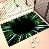 cheap Doormats-3D Optical Illusion Doormat Green Vortex Tunnel Design 2D Flat Print Stunning Modern Entryway Accent Rug