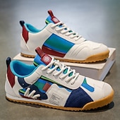 Χαμηλού Κόστους Καθημερινά Sneakers-Ανδρικά αθλητικά sneakers από τεχνητό δέρμα σε μπλε και λευκό χρώμα – ελαφριά και μοντέρνα παπούτσια για ενεργό τρόπο ζωής και υπαίθριες εκδηλώσεις