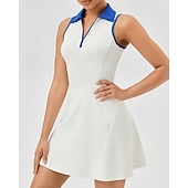 Недорогие Женское платье-Жен. Однотонный Теннисное платье Спортивное платье Без рукавов Застегнуться Влагоотводящие Дышащий Теннис Бег Фитнес Платья Черный Синий Лиловый Теннисная одежда