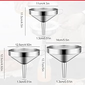 abordables Utensilios de cocina y gadgets-Juego de 6 filtros de embudo de acero inoxidable, 3 embudos de cocina nuevos de grado alimenticio con 3 coladores extraíbles, perfectos para transferir aceites líquidos, mermeladas, ingredientes secos