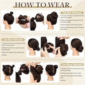 halpa Nutturat-1 kpl pieni söpö sotkuinen nuttura hiuslisäke ohuille hiuksille naisille mini synteettinen kihara nuttura hiuslenkit keskiharmaa