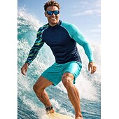  בגדי ריקוד גברים מגן מפריחה חולצת שחייה מופשט UPF50+ הגנת UV ייבוש מהיר שרוול ארוך בגדי ים מגן מפריחה גלישה שייט בקאנו חוף קיץ