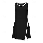 economico Abbigliamento Tennis da donna-Per donna Tinta unita Abito da tennis Gonne da tennis con pantaloncini Abito sportivo Senza Maniche Patchwork Cerniera Tasca Antivento Traspirante Pallavolo Tennis Corsa Girocollo Vestito Lilla Nero