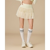 tanie Spódnice i szorty damskie-Damskie Solidne kolory Spódnica casualowa Spódnica tenisowa Spódnica sportowa Spódnica z szortami Pofałdowany Elastyczny pas Siatka kontrastowa Odporność na wiatr Oddychający Bransoletka tenisowa