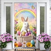 abordables Bannières de Garage et de Porte-Pâques Affiches Couverture de porte Bannières extérieures Rabbit Œuf Mignon 3D Soirée Dortoir Chambre d'adolescents Résidence universitaire Chambre d'amis pour hommes dans une fraternit