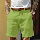 economico Attività commerciale-Per uomo Shorts Shorts di Lino Shorts eleganti Pantaloncini Estivi Cerniera Tasca Tinta unita Comodità Traspirante Lunghezza al ginocchio Quotidiano Abbigliamento casual alla moda Affari Moda Casual