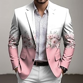 Χαμηλού Κόστους Ανδρικά εκτυπωμένα σακάκια-Ανδρικά Φλοράλ Μπουφάν μπλέιζερ Παλτό Μοντέρνα Άνετο Αναπνέει Καλλιτεχνικό Καθημερινό Καθημερινά Βραδινό Ρούχα για Πάρτυ Αιτιώδης συνάφεια 3D εκτύπωση Κουμπιά Πολλαπλή τσέπη