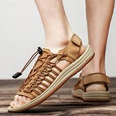 economico Infradito da Vacanza-sandali da uomo color cuoio con cinturini regolabili, traspiranti e comodi, ideali per attività estive all'aperto e vacanze