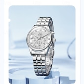 abordables Montres à quartz-Cadeau de la fête des mères OLEVS montre-bracelet pour femmes calendrier lumineux décontracté montre en acier inoxydable