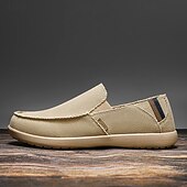 cheap Slip-On Casual Shoes-Men's Beige Canvas Slip-On Shoes, Soft Lightweight Construction, Minimalist Casual Style, Suitable for Everyday Wear, Travel &amp; Leisure