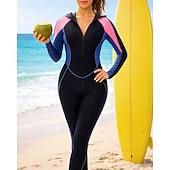 halpa One Pieces Rash Guards-Naisten Ihottumissuoja Uimapuku uimapuvut Tilkkutäkki Sulkea jnk vetoketju UV suoja Elastinen Pitkähihainen Uima-asut Uimapuku Lainelautailu Sukellus Uinti Kevät