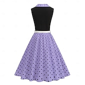 halpa Mekot-1950-luku Retro / vintage rockabilly Keskipäivä Swing -mekko Flare mekko Hihaton Pistekuvio Muotoonommeltu Keinu Naamiaispuku Naisten Karnevaali Ystävänpäivä Naamiaiset Loma Arkikäyttö Tyttöjen