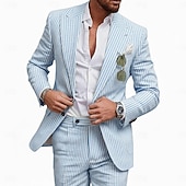  Мужские деловые пляжные свадебные костюмы из секрета с пикантным лацканом розовый небесно-голубой легкие полосатые костюмы с приталенным кроем 2 предмета однобортные на двух пуговицах