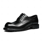 cheap Classic Dress Shoes-Men's Dark Brown Leather Lace-Up Shoes – Elegant Faux Leather Wedding Footwear for Formal Ceremonies