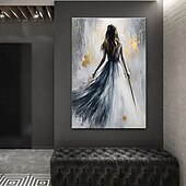 זול ציורי אנשים-ציור שמן בעבודת יד מופשט עם טקסטורה של נערת בלרינה, נערת רוקדת פיגורטיבית, ציור שמן, אמנות קיר, ציור זהב אפור גדול במיוחד, אימפרסיוניזם, ציור שמן דקורטיבי