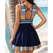 رخيصةأون راش غاردز ون بيس-نسائي ثوب السباحة ون بيس لباس سباحة بتنورة مطبوع سريع جاف مطاط بدون كم ملابس السباحة تزلج على الماء شاطئ سباحة الصيف