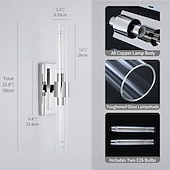 voordelige Wandverlichting voor binnen-Badkamerverlichting, wandlampen met glazen buis, voet van geborsteld messing, badkamerwandlampen, nachtlampje voor de slaapkamer, wandlamp voor de kaptafel, woonkamer, hal