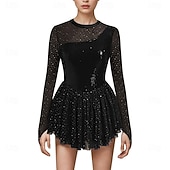 economico Abiti da Pattinaggio Artistico-Figure Skating Dress Women's Ice Skating Dress Violet Navy Black Patchwork Thumbhole High Elasticity Training Competition Skating Wear Classic Crystal / Rhinestone Sleeveless Long Sleeve Ice Skating