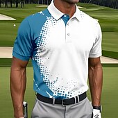 olcso Férfi golfpóló-Férfi Geometriai Golf Sportpólóingek Rövid ujjú Pólóingek Galléros ingek Alkalmi Sportruházat Gombok Nyár Tavasz Medence Fekete Rubin