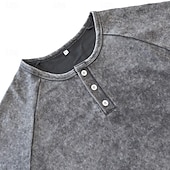 voordelige Casual Henley-T-shirt-Voor heren T-shirts Henley Top Katoenen T-shirt Gewassen overhemd Korte mouw Effen Kleur Effen Vintage Ontwerper Casual Bleek Knop Henley Casual Dagelijks Buiten Lente zomer Zomer Lente Licht Blauw