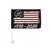 abordables États-Unis 250.-Paquet de 2 drapeaux du 250ème anniversaire des USA - Drapeau de fenêtre de voiture des États-Unis