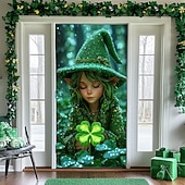 baratos Banners de Garagem e Porta-Dia de São Patrício Pôsteres Tampa da porta Banners externos Duende Estilo bonito 3D Fantasia. De Festa Dorm Sala de Adolescentes Dormitório da faculdade Quarto de fraternidade da caverna masculina