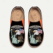 voordelige Vrouwenschoenen-Verenigde Staten 250e Jubileum Dames USA Gedrukte Brede Slip-On Schoenen – Lichtgewicht Wandelschoenen Patriottische Stedelijke Casual Stijl voor Straatmode Festivals Reizen  Dagelijks Gebruik