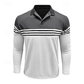abordables Polo clásico para hombre-Hombre Polo de algodón Camiseta de golf Casual Negocio Cuello polo acanalado Manga Larga Moda Color sólido A Rayas Botones Primavera Primavera &amp; Otoño Ajuste regular Negro Vino Azul Marino Marrón