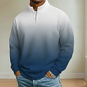 Недорогие Мужское геометрическое поло-Муж. Градиентная рампа Рубашки поло Длинный рукав Воротник-стойка Одежда для спорта и отдыха Отпуск Одежда для спорта и отдыха На каждый день 3D печать Весна Осень Синий Черный Лиловый