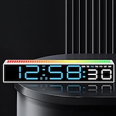お買い得  スマートデコレーションライト-デジタル目覚まし時計、寝室用デジタル時計、10色に変化するナイトライト、DST、明るさ調節可能、ベッドサイド用ダイナミック音楽同期、ゲーミングPC &amp;テレビのバックライトストリップの装飾