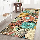 cheap Rugs &amp; Mats &amp; Carpets-Hallway Runner Rug Bohemian Patterned Flannel Fabric Printed Home Floor Decoration Mat Non Slip Soft Door Mat Entrance Bathroom Floor Rug
