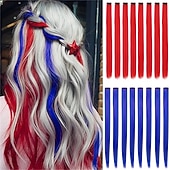 voordelige Clip-in-extensies-16 gekleurde clip-in haarextensies (22 steil, 8 blauw, 8 turquoise) voor dames, synthetische haaraccessoires