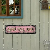 お買い得  壁の彫刻-愛してる、バイバイ - ヴィンテージメタルウォールサイン、愛してるバイバイメタルサイン、レトロなグリーンスタイルのメタルウォールプラーク装飾、廊下 &amp;ドアの装飾、家、キッチン、バー用の農家風の壁アート