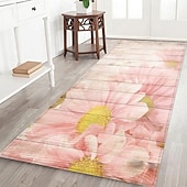 levne Koberečky a rohože a koberce-Běžecký koberec do předsíně, rostlina, květina, dřevěná deska, vzor, flanelová tkanina, potištěná podlahová rohožka, protiskluzová měkká rohožka do dveří, vchod, koupelna, domácí podlahová dekorace,