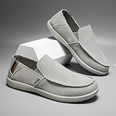 cheap Slip-On Casual Shoes-Men's Beige Canvas Slip-On Shoes, Soft Lightweight Construction, Minimalist Casual Style, Suitable for Everyday Wear, Travel &amp; Leisure
