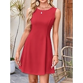 preiswerte Einfaches Kleid-Damen Minikleid Sommerkleid Lässig Täglich Normale Passform Einfach Ärmellos Rundhalsausschnitt Weiß Rosa Rote Grün Sommer Frühling