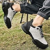 economico Sneakers Casual-scarpe da ginnastica sportive grigie da uomo, tomaia in mesh traspirante, suola ammortizzante, stile sportivo moderno, adatte per camminare, viaggiare e abbigliamento casual