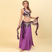 abordables Hauts &amp; Ensembles-Ensemble de Costume de Danse du Ventre en Violet Samba Dancewear