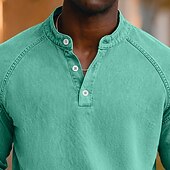 levne základní trička-SoftFade™ Pánské Tričko Henley košile 100% Bavlna Kyselé praní Tričko Krátký rukáv Jednoduché Solidní Vintage Streetwear Příležitostné Barvené Prané Raglánové rukávy Postavený límec Henley Ulice