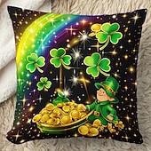  St. Patrick's Day Shamrock Casual Throw Pillow Cover 18x18 Inch, Green Decorative Cushion Case for Sofa Home Decor