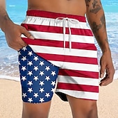 cheap Patriotic 250 Shorts-Men's 4th of July U.S. 250th Anniversary US Flag Patriotic Lined Shorts 2 in 1 Board Shorts Swim Shorts Mid Waist Fashion Casual Holiday Side Pockets With Compression Liner Elastic Drawstring Waist