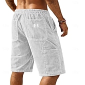 cheap Casual Shorts-Men's Shorts Summer Shorts Casual Shorts Corduroy Shorts Pocket Elastic Waist Plain Comfort Breathable Knee Length Daily Outdoor Streetwear Vacation Fashion Blue Black Micro-elastic